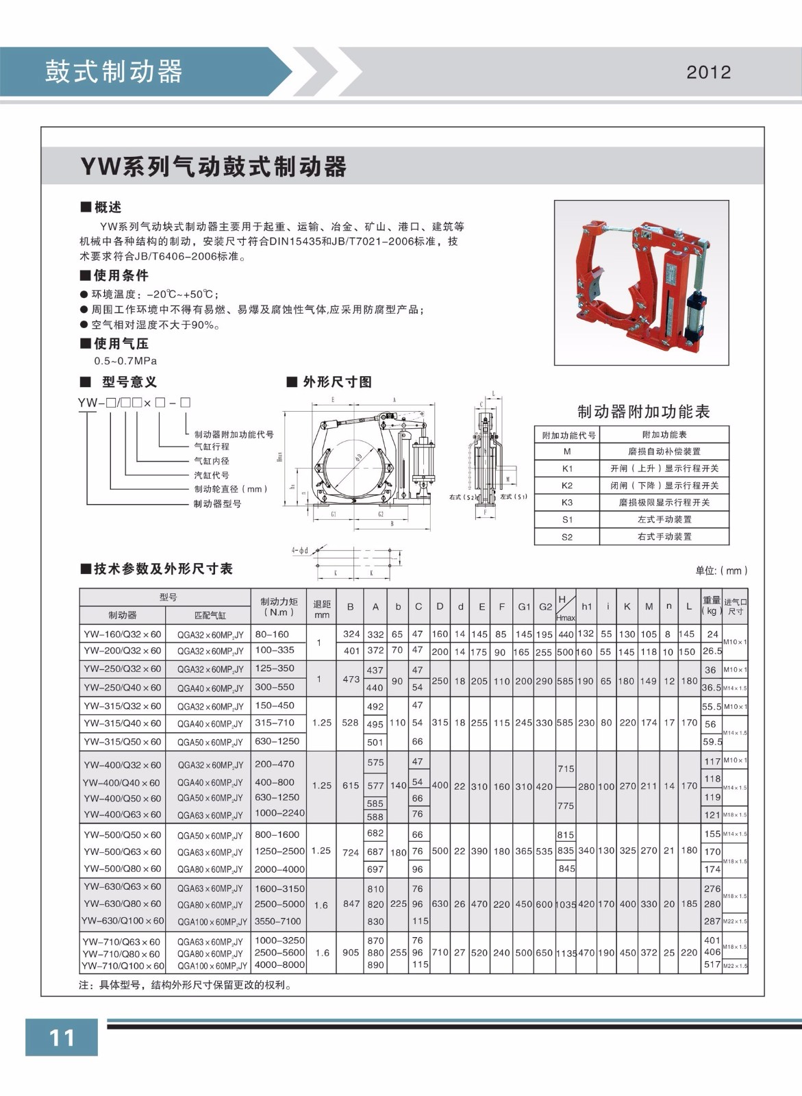 YW系列气动鼓式制动器1